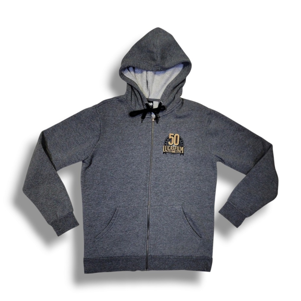 Star Wars Our Universe 50th Lucasfilm Gray Zip Up Hoodie Size Men's Small